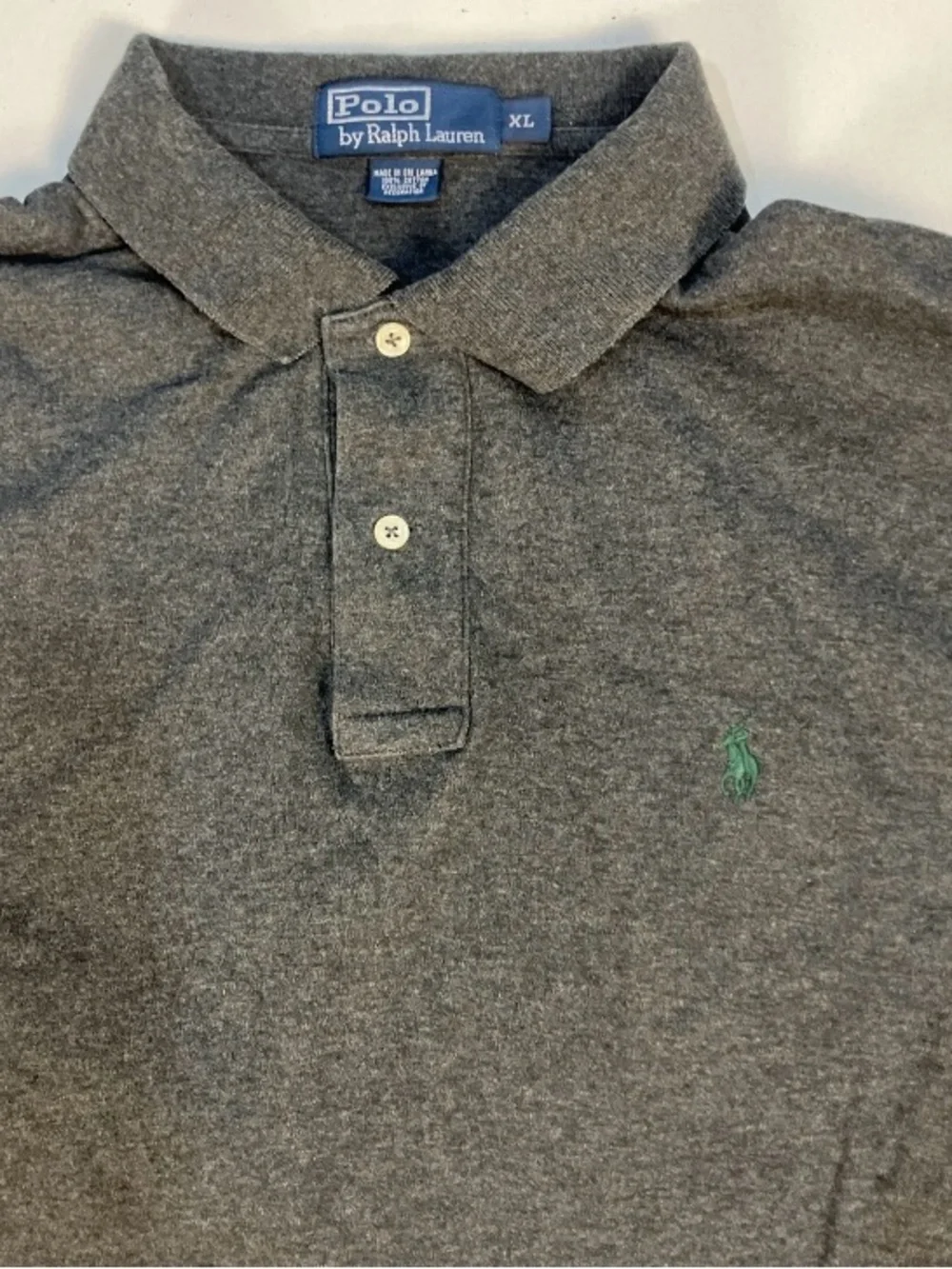 Ralph Lauren Men's Dark Charcoal Ribbed Polo Shirt XL